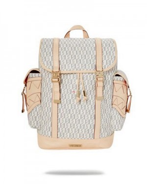 Beige Sprayground Crème De La Crème Monte Carlo Backpacks | 83941-KOBN