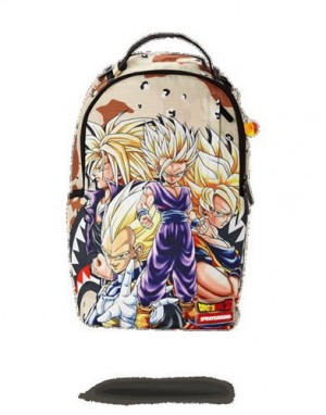 Beige Sprayground Dragon Ball Z Super Saiyan Backpacks | 21950-YXPO