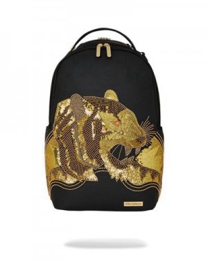 Black Sprayground A.I.8 African Intelligence Guilded Leopard (Dlxv) Backpacks | 48915-RBHZ