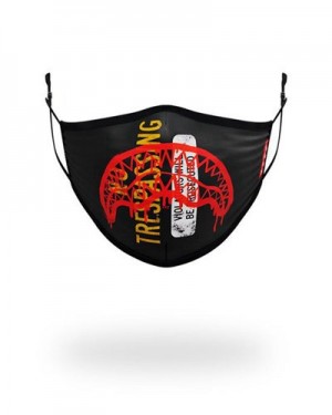 Black Sprayground Adult No Tresspassing Form Fitting Face Masks | 76053-CDYH