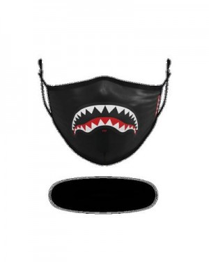 Black Sprayground Adult Shark Logo Form-fitting Face Masks | 29075-CMWA