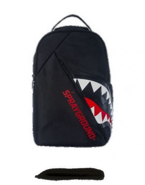 Black Sprayground Angled Ghost Shark Backpacks | 15426-NWOY