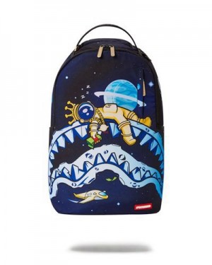 Black Sprayground Astromane Outerspacey Knapsack (Dlxr) Backpacks | 45812-RQYE