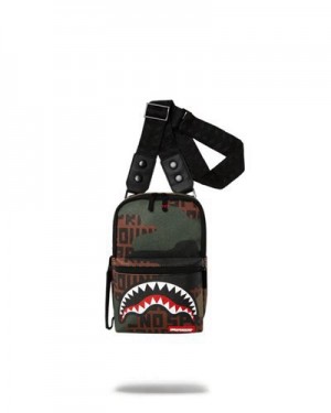 Black Sprayground Camo Infiniti Crossbody Bags | 48710-IGYU