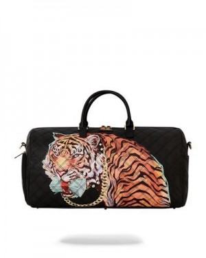 Black Sprayground Catwalk Currency Duffle Bags | 24958-AIJO