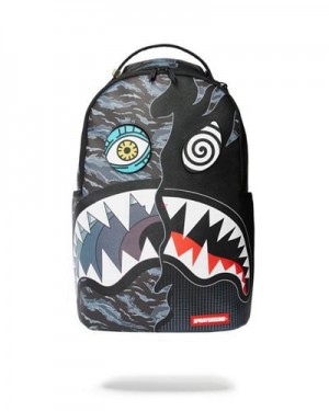 Black Sprayground Dazed And Shark (Dlxv) Backpacks | 24315-SIYE