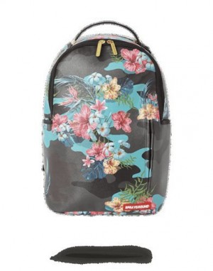 Black Sprayground Floral Camo (One Of One) Backpacks | 37468-BAMI