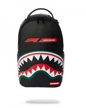 Black Sprayground Formula 1 Official Race Team (Dlxv) Backpacks | 10536-URSM