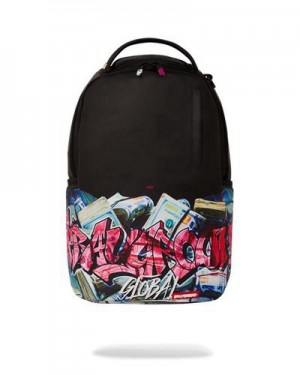 Black Sprayground Global Games Backpacks | 28164-HEJD