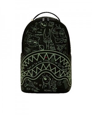 Black Sprayground Glow The Space (Glow In The Dark Effect) Backpacks | 86053-TESD