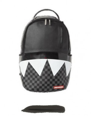 Black Sprayground Half Check Sharks In Paris (One Of One) Backpacks | 21490-JXLR