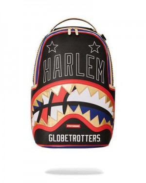 Black Sprayground Harlem Globetrotters Classic (Dlxv) Backpacks | 61274-VNBE