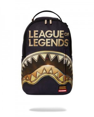 Black Sprayground League Of Legends Shark (Dlxv) Backpacks | 72891-KDEY