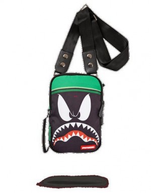 Black Sprayground Marvin The Martian Shark Crossbody Bags | 93267-WMEG