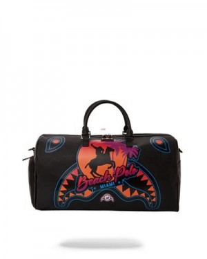 Black Sprayground Miami Beach Polo Collab Duffle Bags | 05967-AOPL