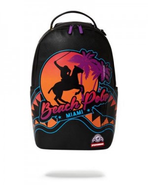 Black Sprayground Miami Beach Polo Collab (Dlxv) Backpacks | 89271-SMGN