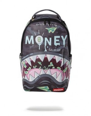 Black Sprayground Money Monster Backpacks | 20746-BKHZ