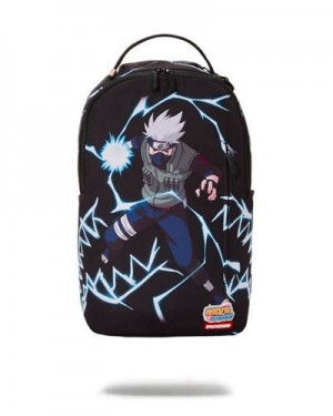 Black Sprayground Naruto Lightning (Dlxr) Backpacks | 60784-TOKP