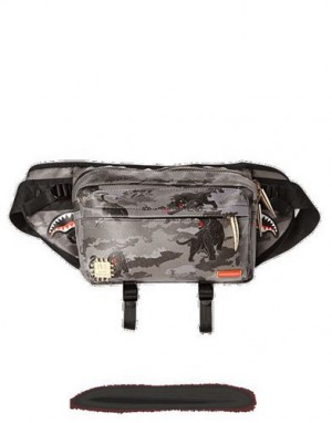 Black Sprayground Panthera Camo Crossbody Bags | 49831-IMOU