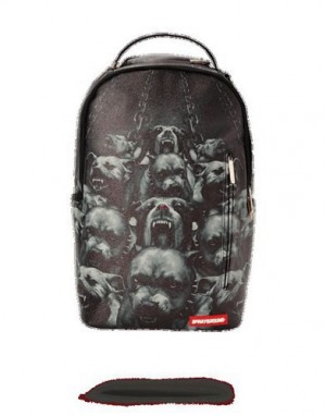 Black Sprayground Pitbulls Backpacks | 05297-TYCU