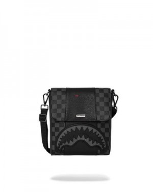 Black Sprayground Raceway Shadow Phantom Messenger Crossbody Bags | 54120-MHNW