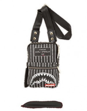 Black Sprayground Reverse Sharks In Paris Crossbody Bags | 86297-LSNK