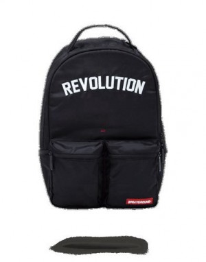 Black Sprayground Revolution Embroidered Backpacks | 53201-ZHGQ