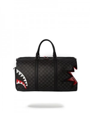 Black Sprayground Shark Bite Sharks In Paris Gray Duffle Bags | 42680-MCEN