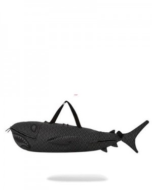 Black Sprayground Sharkfinity Stealth Pilot Shark Shape Duffle Bags | 26803-LVPN