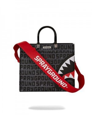 Black Sprayground Sharkfinity Stealth Pilot Tortuga Tote Bags | 76905-QXVW