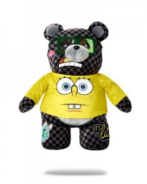 Black Sprayground Spongebob Moneybear Teddybear Backpacks | 35784-ZOBF