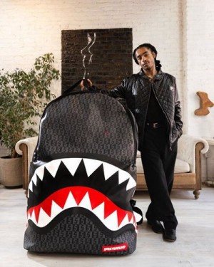 Black Sprayground Spraygatti Revv Biggest In The World Backpacks | 39271-FWPB