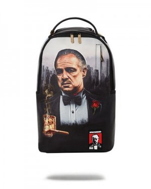 Black Sprayground The Godfather (Dlxv) Backpacks | 98203-IDTZ