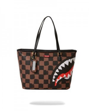 Black / Brown Sprayground Sharks In Paris Vanquish Tote Bags | 16745-SNVL