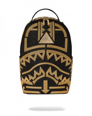 Black / Gold Sprayground A.I.8 African Intelligence Path To The Future Ii (Dlxv) Backpacks | 79281-PAJG