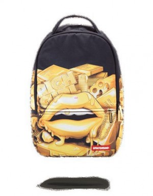 Black / Gold Sprayground Rich Girl Backpacks | 58061-XEFL