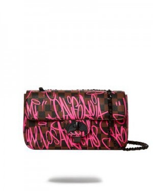 Black / Pink Sprayground Jetgraphix Sharkchain Handbag | 14865-IQVX