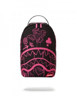 Black / Pink Sprayground Marker Drip Mini Backpacks | 89516-VREC