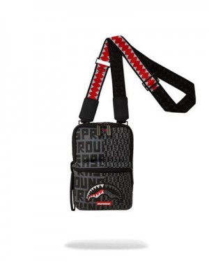 Black / Red Sprayground Sharkfinity Stealth Pilot Messenger Crossbody Bags | 67314-LKEB