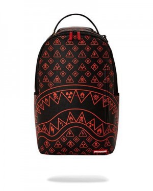 Black / Red Sprayground You Been Warned (Dlxv) Backpacks | 74620-SRZK