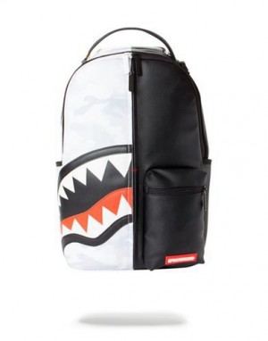 Black / White Sprayground Damage Control Backpacks | 02378-KETU