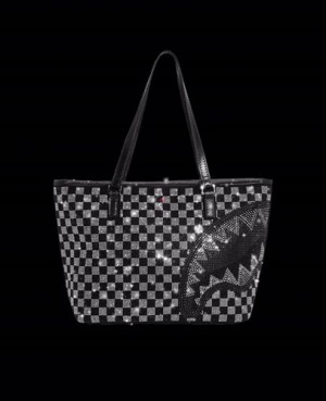 Black / White Sprayground Light Years Ahead Tote Bags | 65840-AZWH