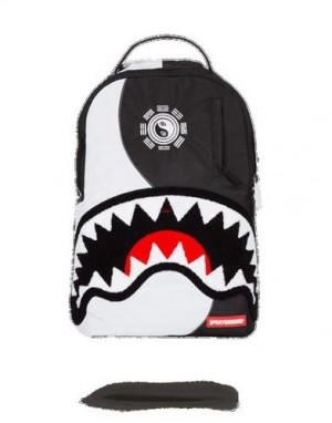 Black / White Sprayground Yin Yang Shark Backpacks | 57968-TDOL