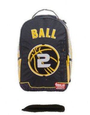 Black / Yellow Sprayground Nbalab Lonzo Ball Jersey Backpacks | 29783-NMVX