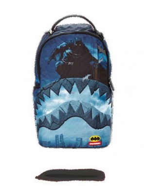 Blue Sprayground Batman 80th Anniversary Shark Backpacks | 18053-IOQN