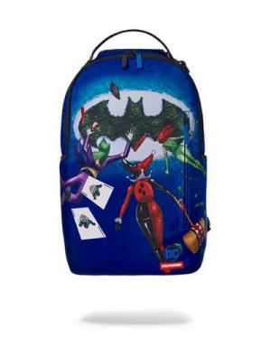 Blue Sprayground Batman Island (Dlxr) Backpacks | 98723-HQBE