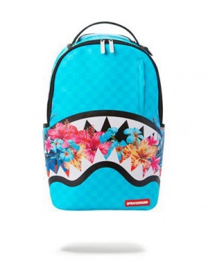 Blue Sprayground Blossom Shark Backpacks | 84351-WQJT