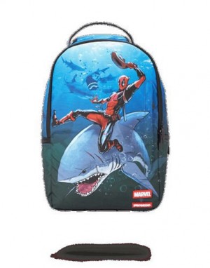 Blue Sprayground Deadpool Attack Shark Backpacks | 96137-PONR