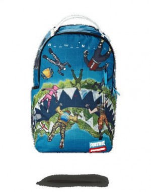 Blue Sprayground Fortnite Island Backpacks | 29374-NLJF