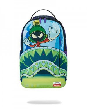 Blue Sprayground Looney Tunes Marvin The Martian Fearless Leader Backpacks | 80362-SOKL